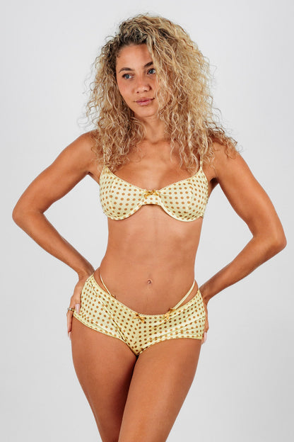 Short Jaune à Pois Marron